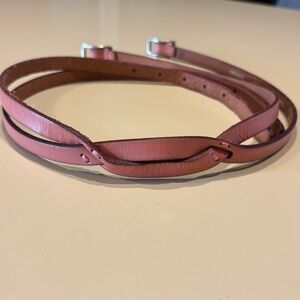 Fossil Double Wrap Skinny Leather Belt Size Small Women's Silver Buckle